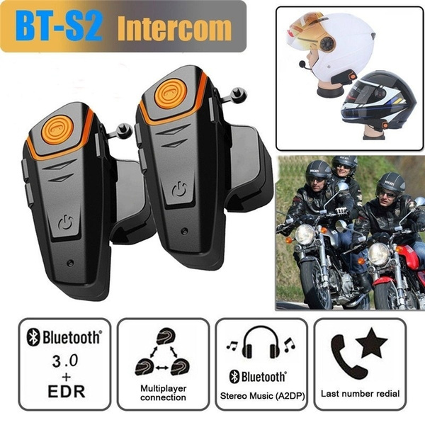 QTA35 Bluetooth Motorcycle Helmet Headset Intercom Communication Headphone BT-S2 Universal Wireless Interphone to 2 or 3 Riders 