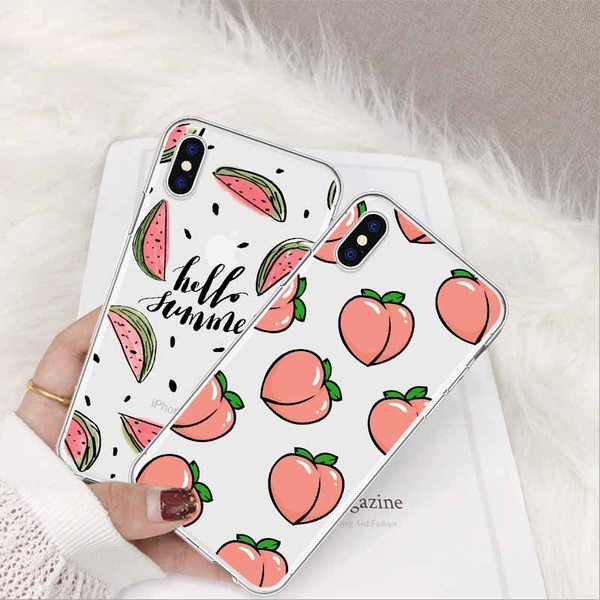 Peach Phone Case For Iphone X Xr Xs Xsmax Clear Soft Tpu Back Covers With Watermelon Pattern For Iphone 6 6s 6p 6sp 7 7 P 8 8p Wish