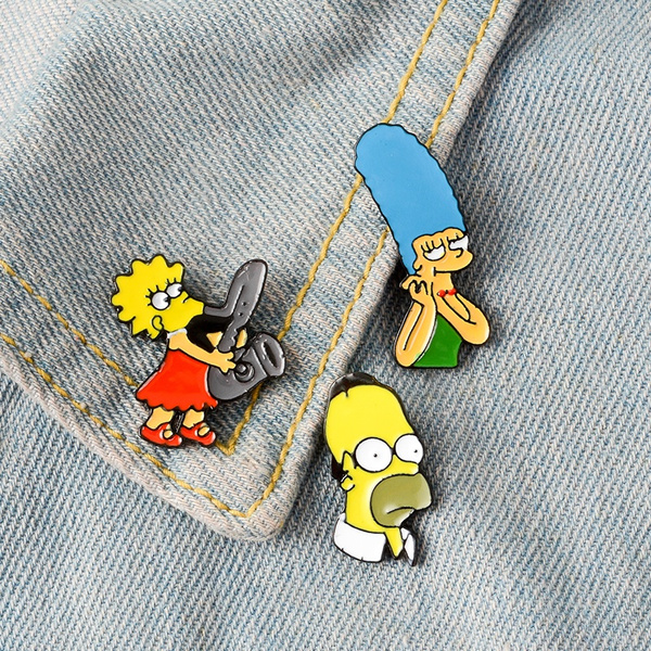 The Simpsons Enamel Pins Marge Homer Lisa Simpson Family Lapel Pin ...