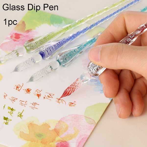 diy craft Dipping Signature Gift Dip Pen Filling Ink Drip Fountain Pens Glass 