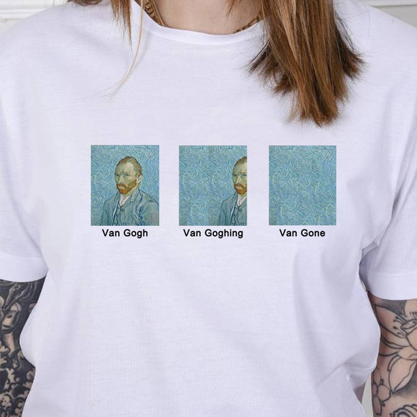 gesture Milky white Creature Unisex Van Gogh Van Goghing Van Gone Meme Funny T-Shirt Hipsters Cute  Printed Tee | Wish