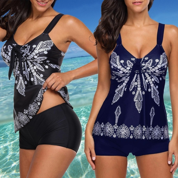 hjælpeløshed halvleder ekstensivt Women Swimwear Floral Print Tankini Set SwimSuit Women Beach Bathing Suit |  Wish