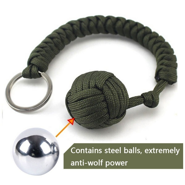 Outdoor Monkey Fist Paracord Keychain Keyring Military Steel Ball Survival Best 