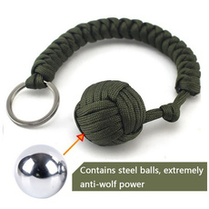 Outdoor Self Defense Paracord Monkey Fist Steel Ball Keyring Keychain Gadget Hot