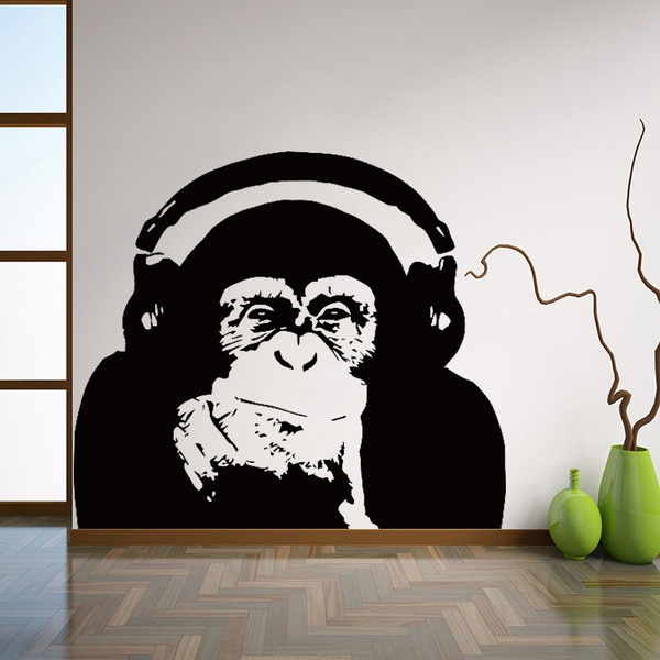 Thinking gorilla Wall Decals Art design home decoration Vinyl monkey music  Wall Sticker Bedroom Wall Art Mural decoration