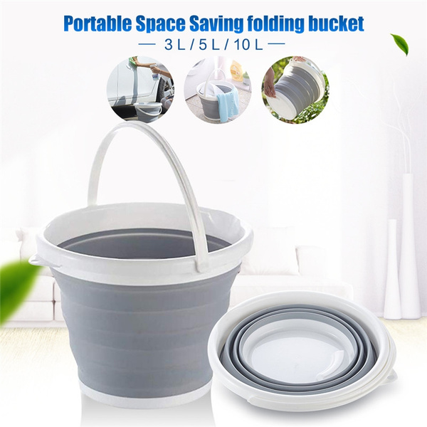 Foldable Bucket With Lid, 10l Silicone Folding Bucket Cleaning Bucket With  Handle