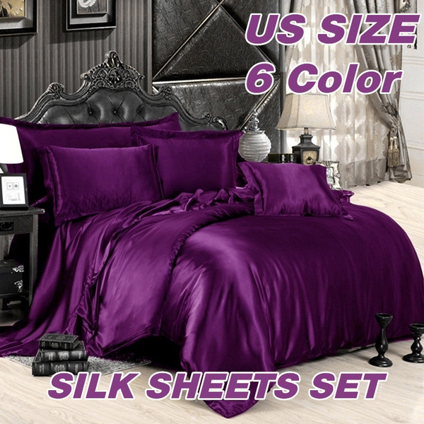 Fittted Bedding Sheet Duvet Covers Sets Pillow Case Flat 4 Piece Twin/Queen/King 
