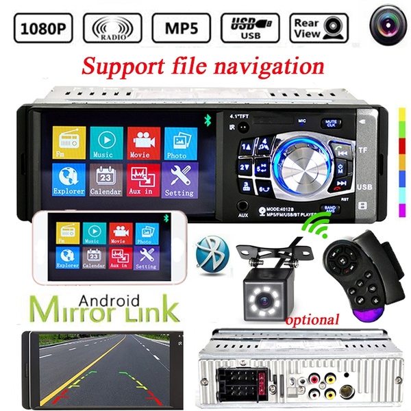 1 Din 4.1'' HD Bluetooth Car Multimedia Player MP3 MP5 Audio Stereo ...