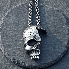Steel, skullnecklace, necklaces for men, punk necklace