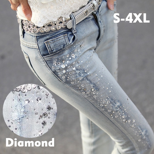 Diamond Stretchy Skinny Jeans Women 