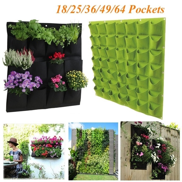 Wall Hanging Planting Bag Garden Vertical Planter Pocket Flower Growing Pots PE~