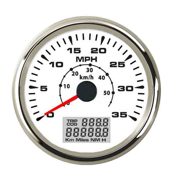 Marine Auto GPS Speedometer Speedo Velometer 0-35MPH 0-55KM/H Odometer  Mileage Backlight 85mm