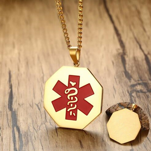 Cheap Medical Alert ID necklace, laser engraved blood thinner, stainless  steel pendant with 23.6 inch chain for men and women, emergency first aid |  Joom