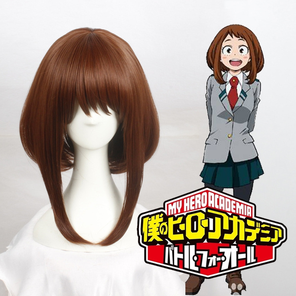 Boys or Girls Stylish Brown wig OCHACO URARAKA Short Curly Hair Wigs My  hero academia Cosplay Anime Wig | Wish