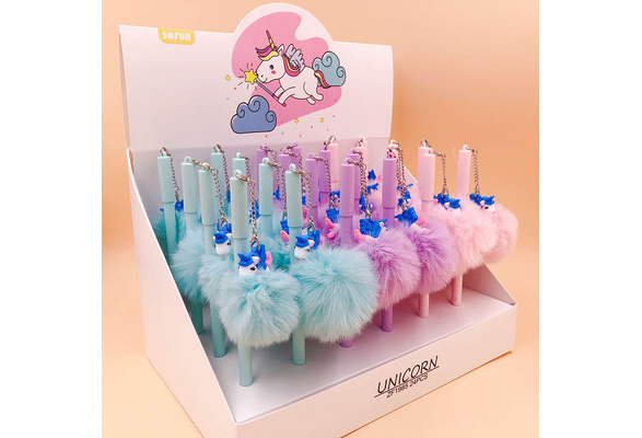 24pcs Creative Fancy Unicorn Pens Blue Ink Cute Gel Pen Kawaii