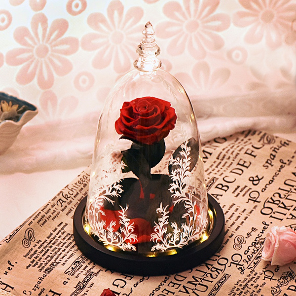 Led Lighted Enchanted Rose Flower Lamp Beauty And The Beast Rose In Glass Dome Girl Gift Wish Led Lighted Enchanted Rose Flower Lamp Beauty And The Beast Rose In Glass Dome Girl Gift Wish
