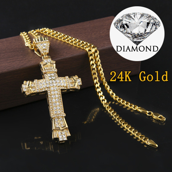 Personalized Cross Necklace, 24k Gold Plated Cross Necklace, First  Communion Gift, Confirmation Gift,
