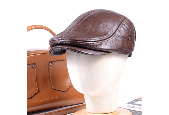 Men/'s PU Leather Winter Warm Ear Flap Army Beret Peaked Cap Newsboy Hats//Caps