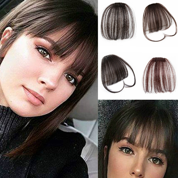 Women 100% Natural Hair Extensions Air Bangs Hair Clip Wigs Invisible  Hairpiece Straight Neat Fake Hair Fringes Front Wigs Human Hair | Wish