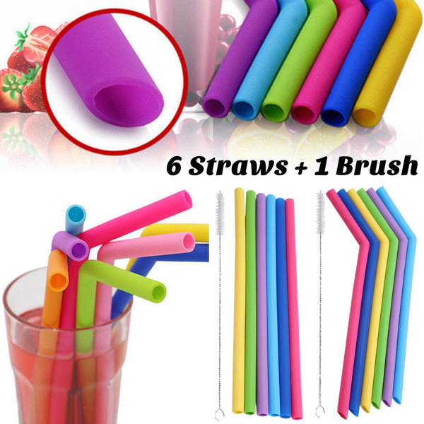 6 Reusable Silicone Straws