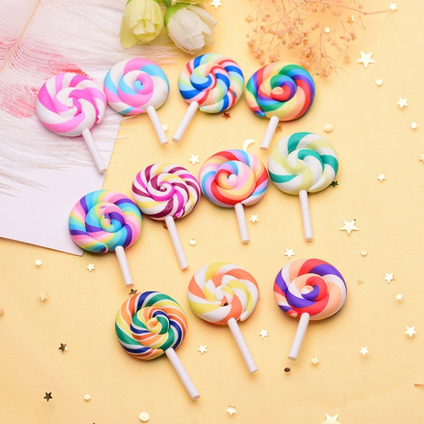10Pcs Slime Charms Colorful Lollipop Soft Clay Plasticine Slime Accessories  Beads Making Supplies For DIY Scrapbooking Crafts