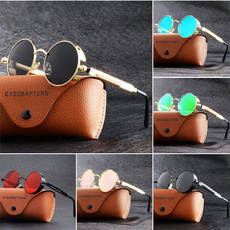 Vintage Polarized Steampunk Sunglasses Fashion Round Mirrored Retro Sunglasses for Men Women