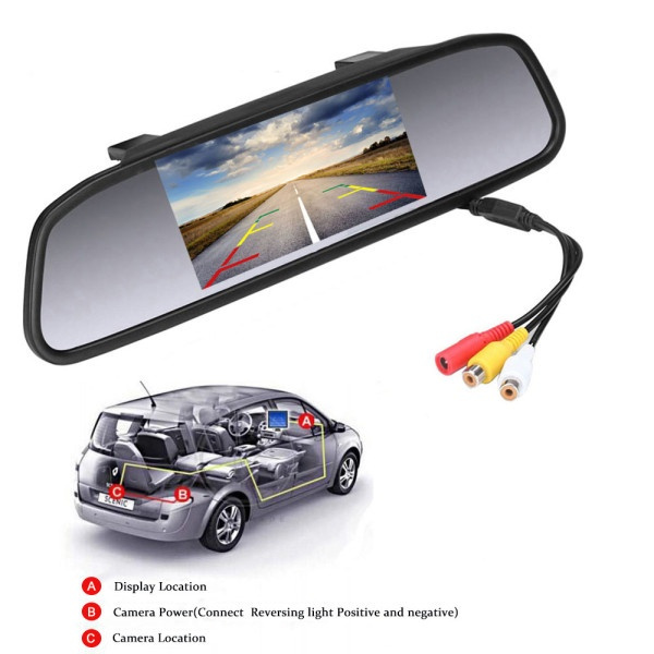 Monitor Lcd Retrovisor Para Automóvil De 4.3 Pulgadas Con 2 Monitor Lcd Retrovisor Para Automóvil De 4.3 Pulgadas Con 2