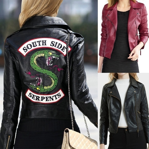 Wine red 2024 leather jacket womens