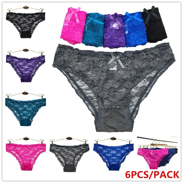 6pcs Pack Lace Underwear Panties, New Woman Lace Star Seamless Underwear  Adult Plastic Panties