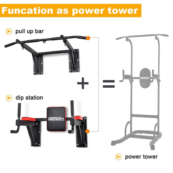 OneTwoFit Multifunctional Wall Mounted Pull Up Bar Power Tower Set