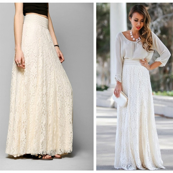 summer long lace skirts