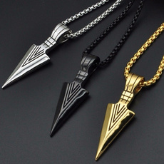 Steel, mens necklaces, arrowhead, Jewelry