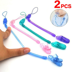 2pcs Baby Infant Toddler Dummy Pacifier Spring Soother Nipple Clip Chain Holder Strap TYS