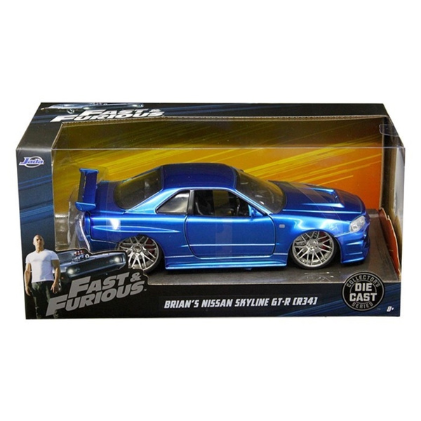 Brian S Nissan Gtr Skyline R34 Blue Fast Furious Movie 1 24 Diecast Model Car By Jada Wish