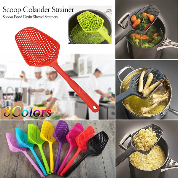 Scoop Colander Strainer Spoon Food Drain Shovel Strainers Slotted Skimmer  with Handle for Cooking Baking