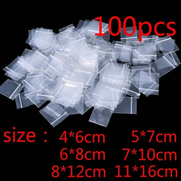 100Pcs Small Zip Lock Baggies Plastic Packaging Bags Small Storage