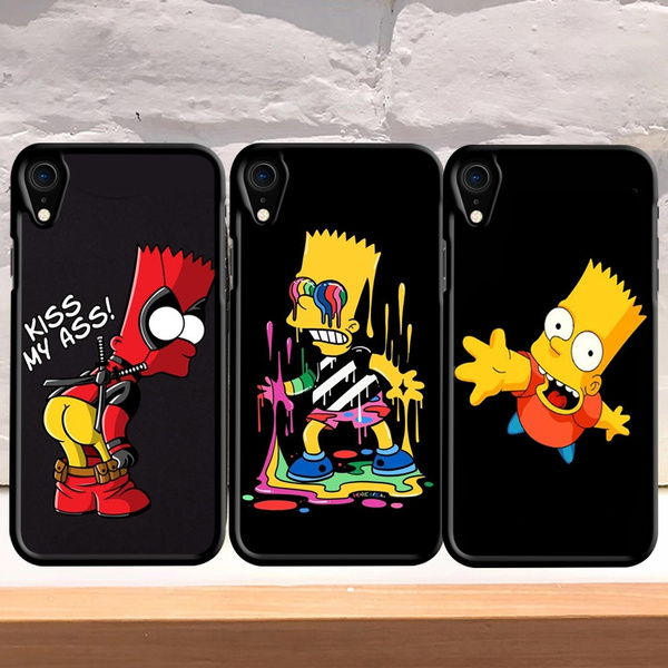 Black Hard phone Case cover For iPhone 5 5S SE 6 6s 7 8 Plus X XR XS Max Bart Simpson funny cartoon coque For Samsung Galaxy S6 S7 S8 S9 S7 Edge S8 ...