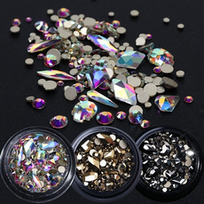 3 Colors 1/2/3Boxes Mixed 3D Rhinestones Nail Art Decorations Crystal Gems Jewelry Gold AB Shiny Stones Manicure Accessories