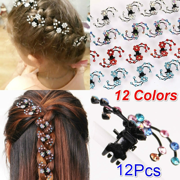 Women Girls Flower Rhinestone Crystal Hair Claw Hairclip Hairpin Hair Accessorie