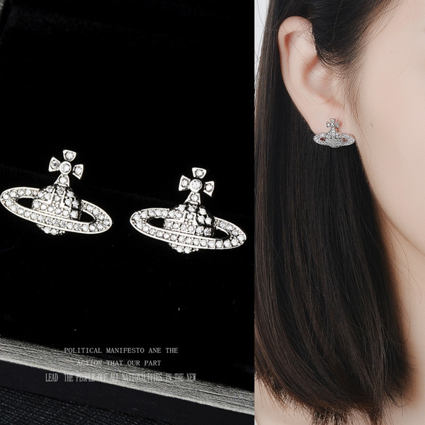 925 Sterling Silver Planet Stud Earrings for Women Geometric Earrings  Crystal Earrings Boucle Doreille Pendiente Jewelry | Wish