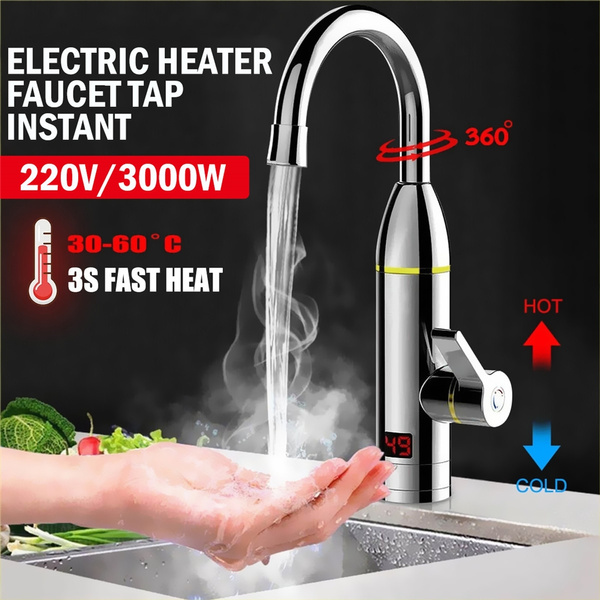 Digital Electric Faucet Tap Hot/Cold Water Heater Fast Instant Bathroom Heating