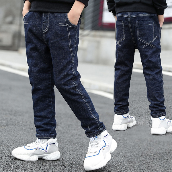 Fashion Kids Boys Slim Jeans Trousers Children Boy Denim Long Pants Fit  5-14Y