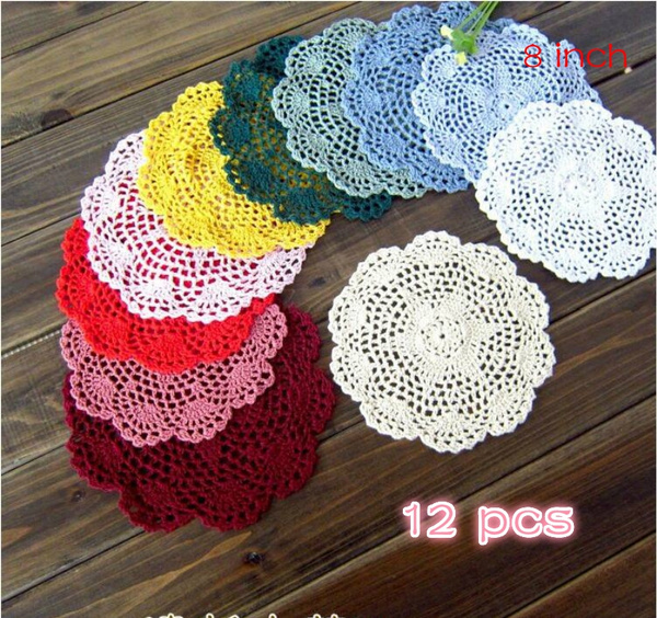 Handmade Crochet Doilies 12 Pieces 