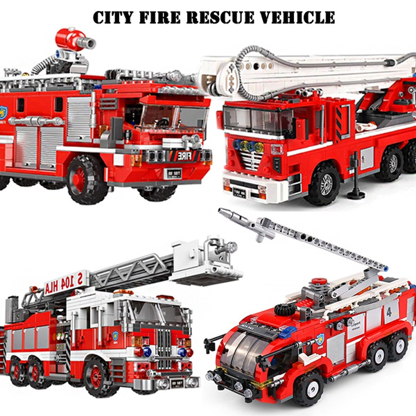 City Fire Truck The Rescue Vehicle Assembly Model Building Blocks Education  Toys for Kid | Wish
