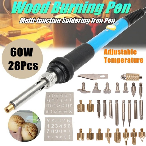 28PCS 60W Electric Adjustable Temperature Welding Soldering Iron Kit