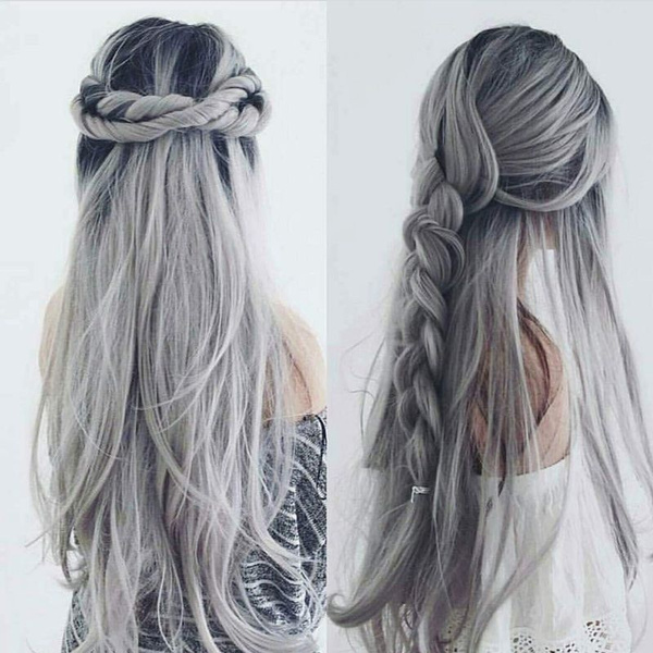 Grey ombre cheap hair straight