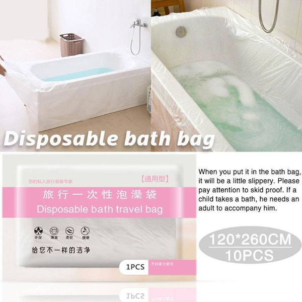 10pcs Travel Household Hotel Bath Tub Cover Disposable Bathtub Film Bathing Bag 