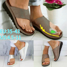 Woman Casual Mid-heel Wedge Sandals Soft Bottom Beach Flip Flops Pu Leather Shoes