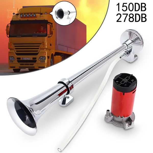 150/278dB 12/24V Single Trumpet Car Air Horn Chrome Super Loud with  Compressor for Auto Truck Lorry Boat Train Horn