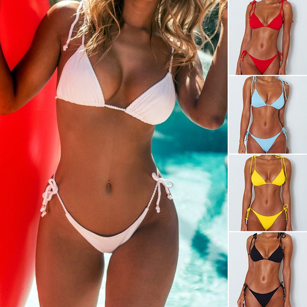 Women's Sexy Bikini Sets Two Piece Swimsuit Push Up Bra Spaghetti Straps Bathing  Suit Swimwear Swimming Costume